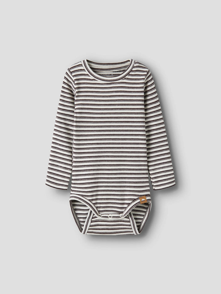 Name It Berro Randig Body Antique White och brun Baby Till Pojke Och Flicka
