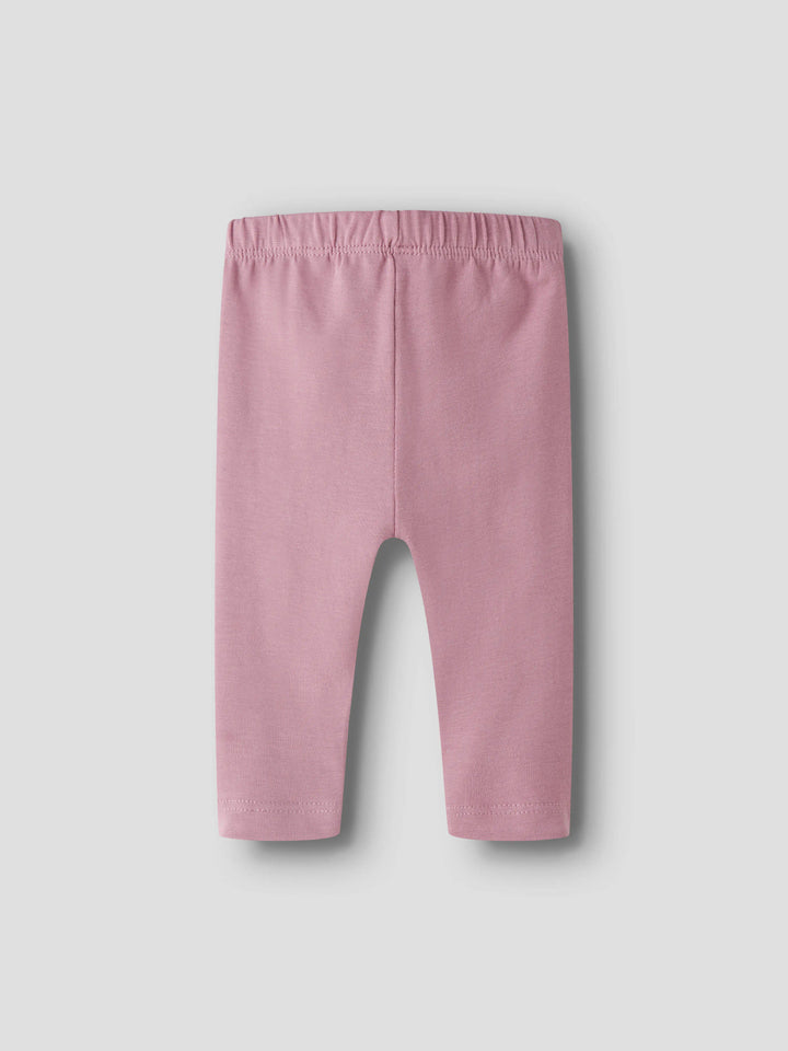 Name It Vuvivian gammelrosa babyleggings i ekologisk bomull med elastisk midja.