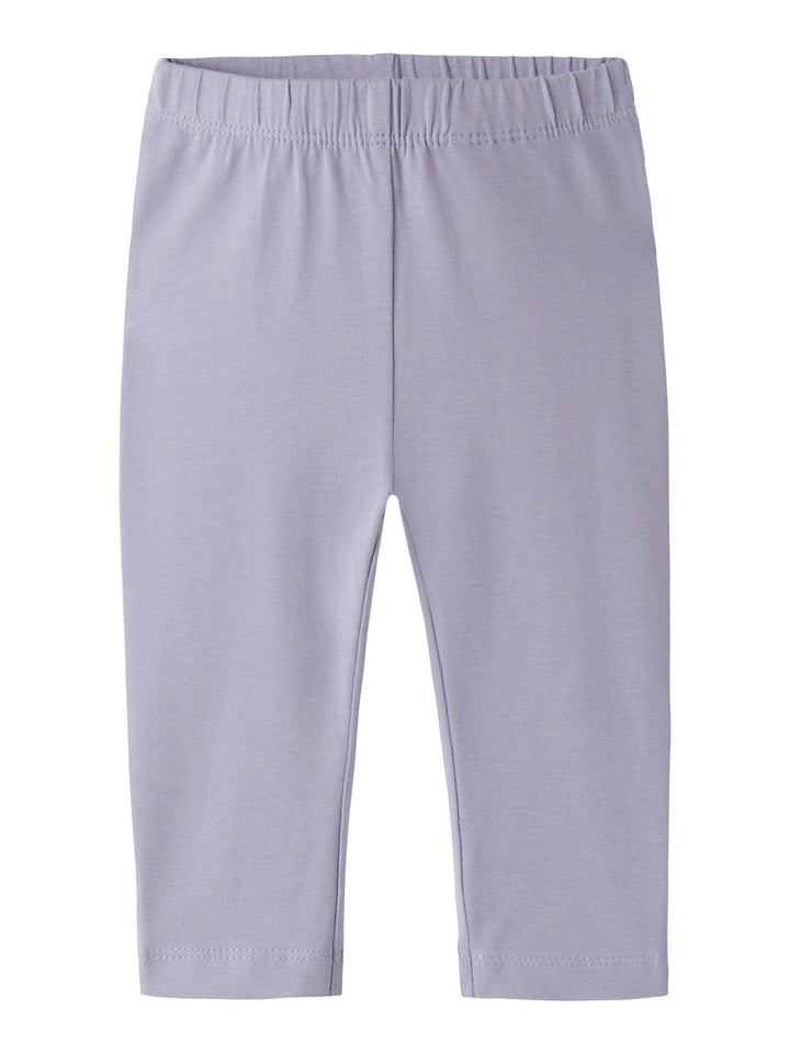 Name It Vuvivian lila  babyleggings i ekologisk bomull med elastisk midja.