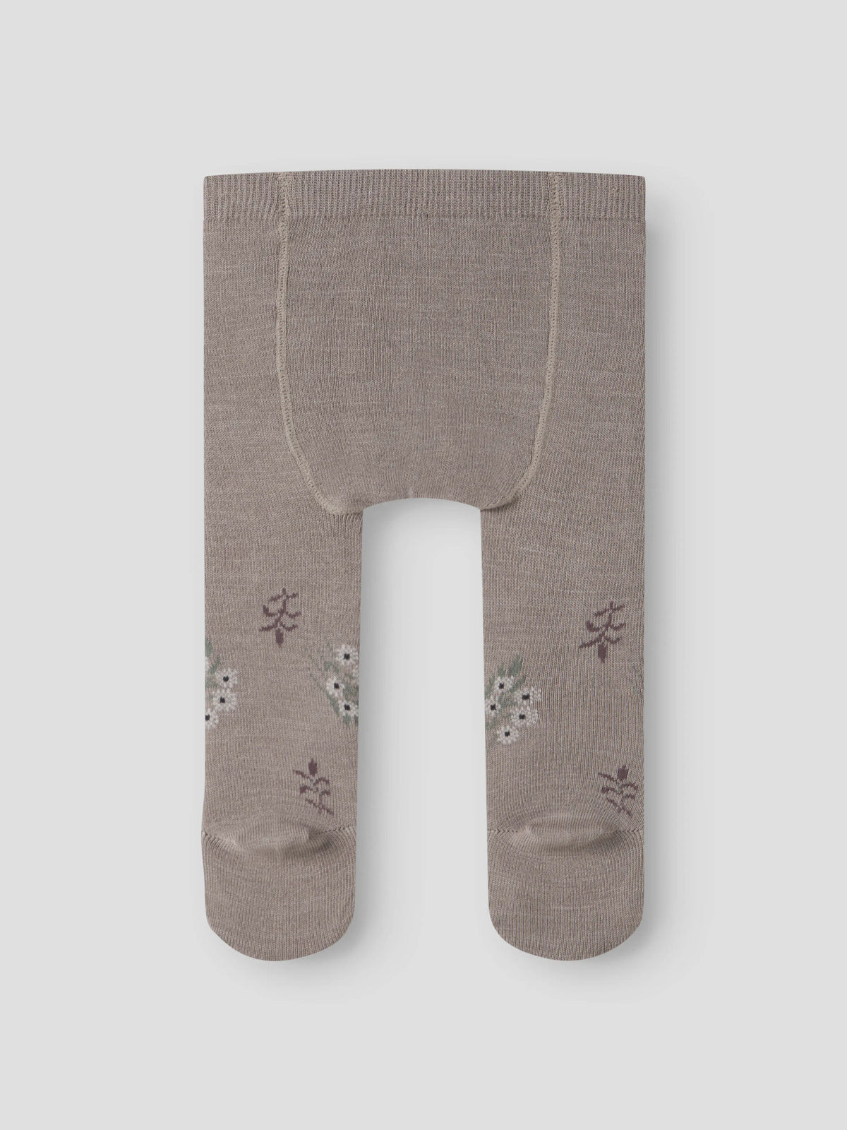 Name It Wak ullstrumpbyxor baby flicka beigegrå med stickat blommönster