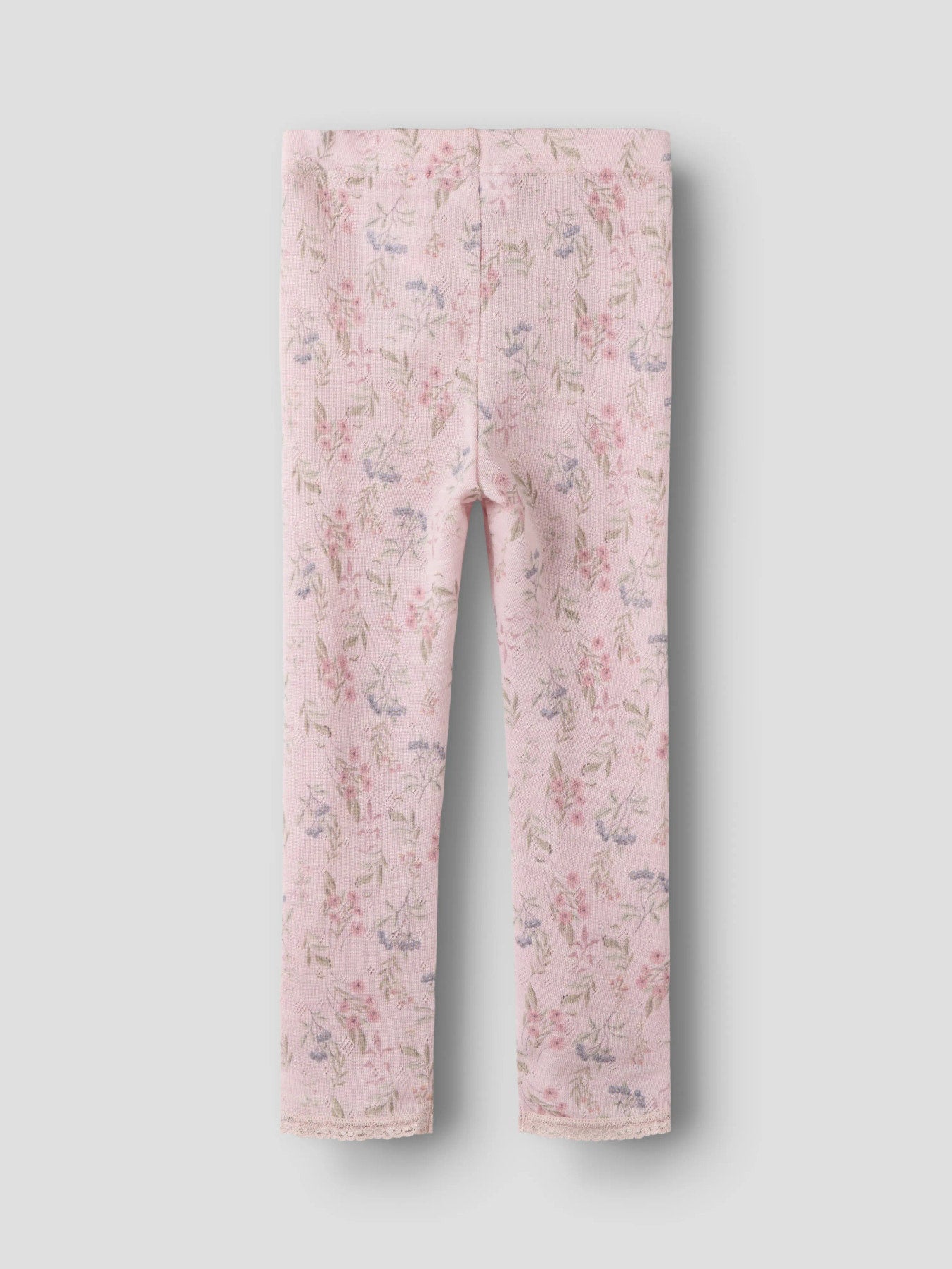 Name It Wang leggings i 100% merinoull för mini flicka med blommönster i färgen Violet Ice – style 13228434