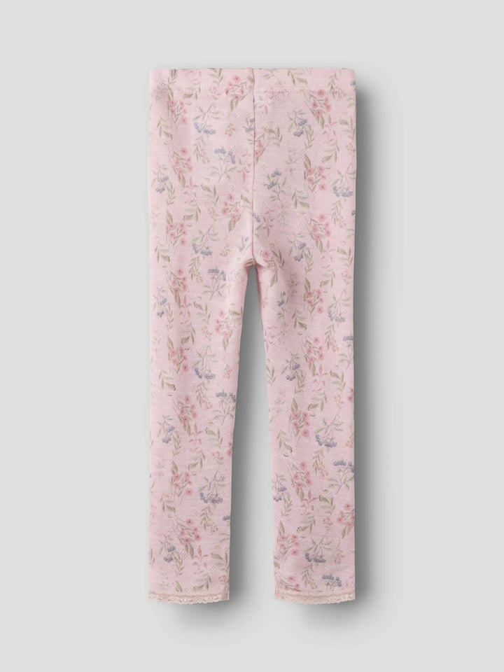 Name It Wang leggings i 100% merinoull för mini flicka med blommönster i färgen Violet Ice – style 13228434