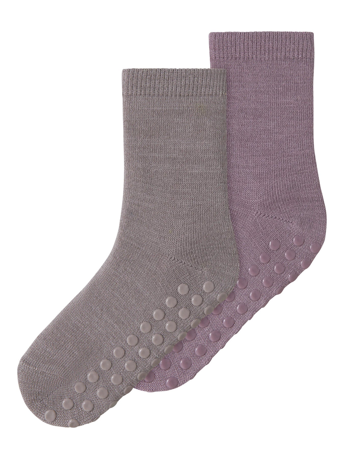Name It Mini Wak 2-pack halksockor i 50% merinoull rosa och grå för flicka – 13228514