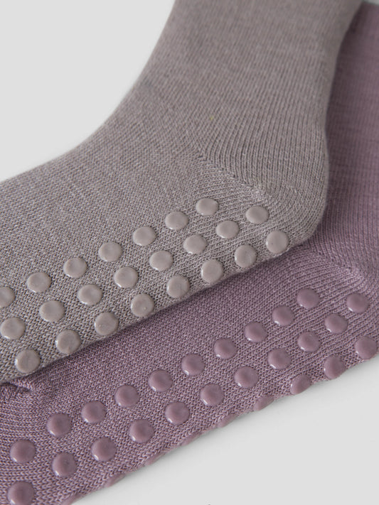 Name It Mini Wak 2-pack halksockor i 50% merinoull rosa och grå för flicka – 13228514