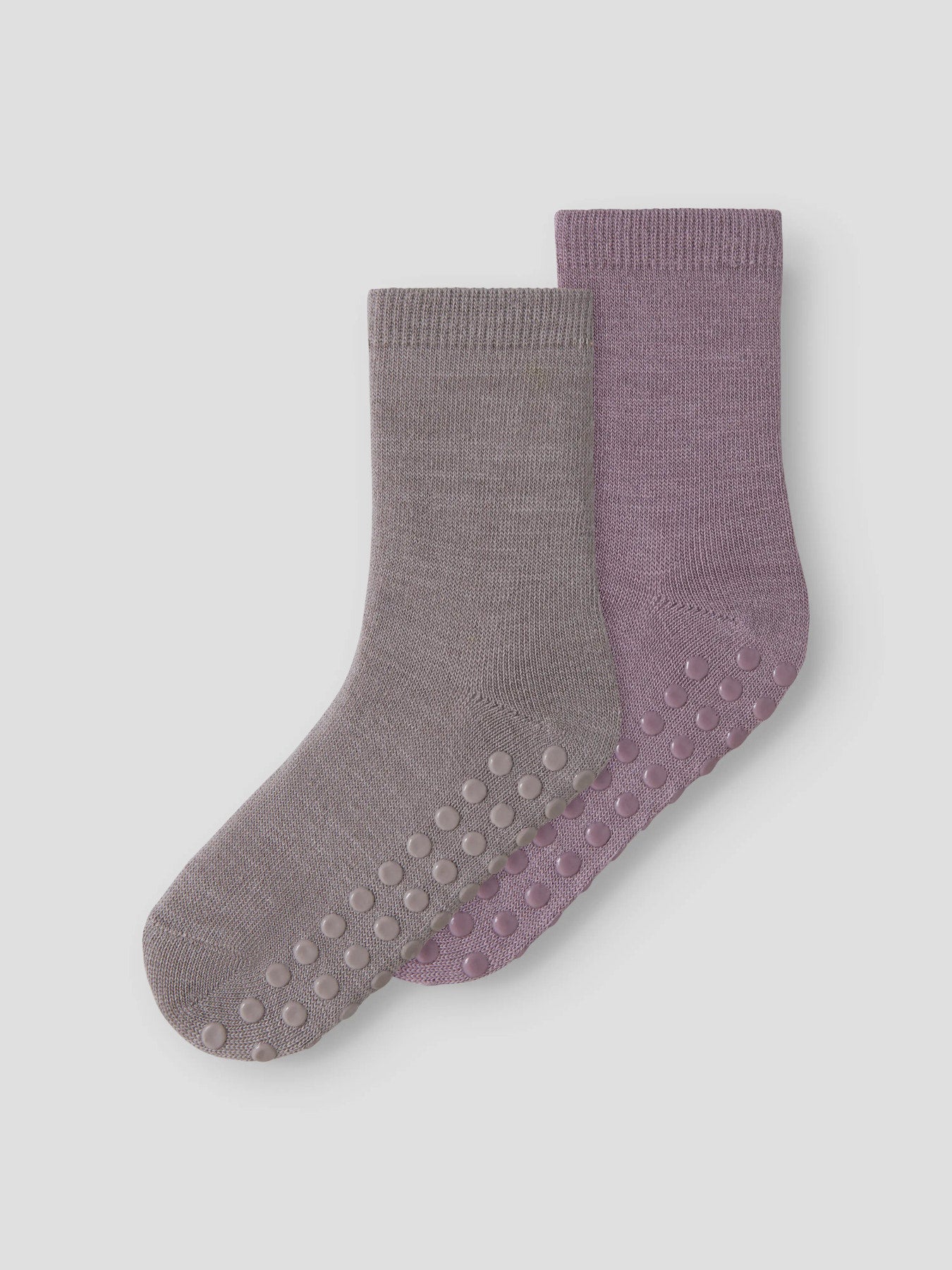 Name It Mini Wak 2-pack halksockor i 50% merinoull rosa och grå för flicka – 13228514
