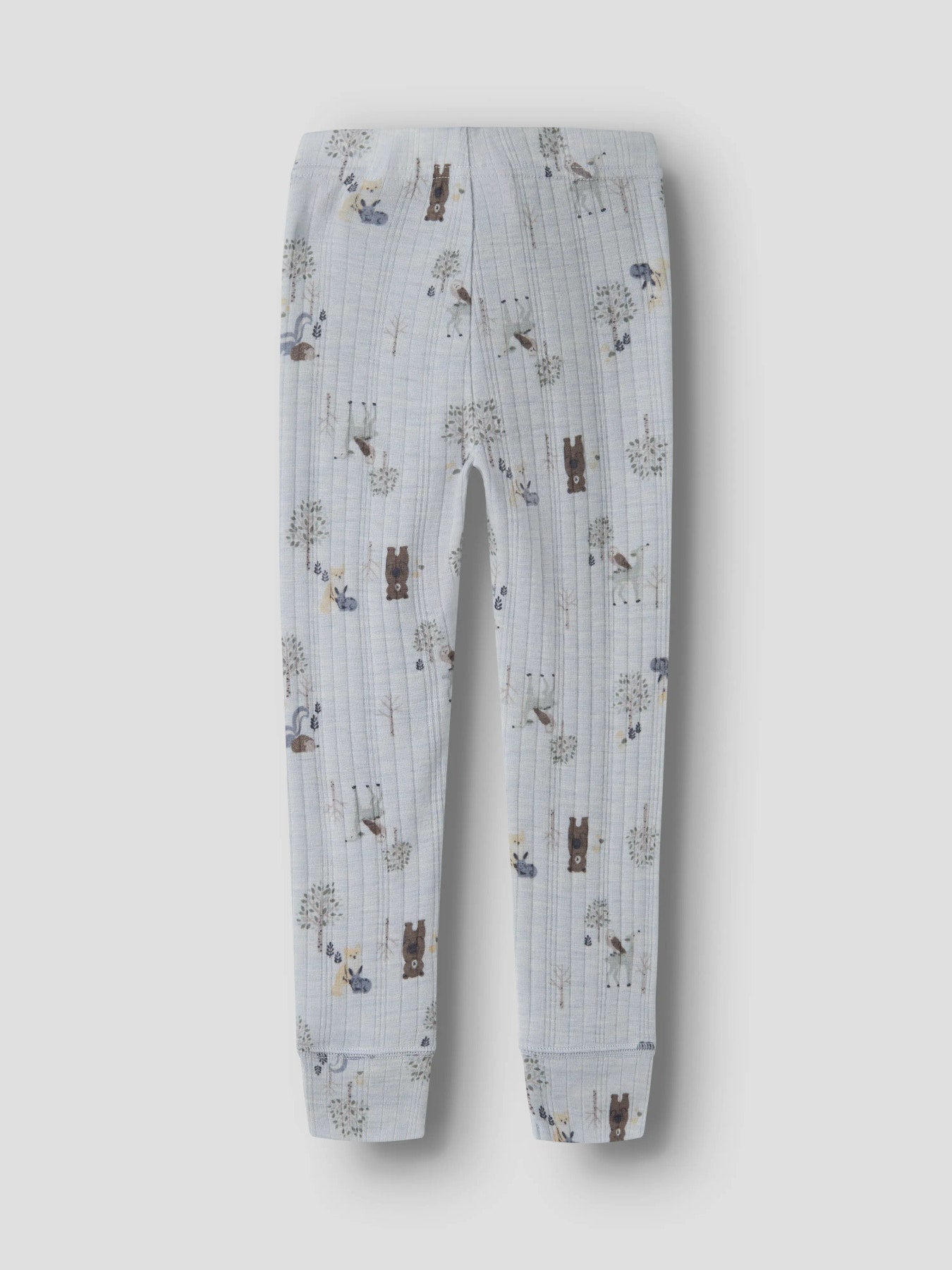 Name It Wang merinoull Long Johns Arctic Ice med skogsdjur för mini pojke