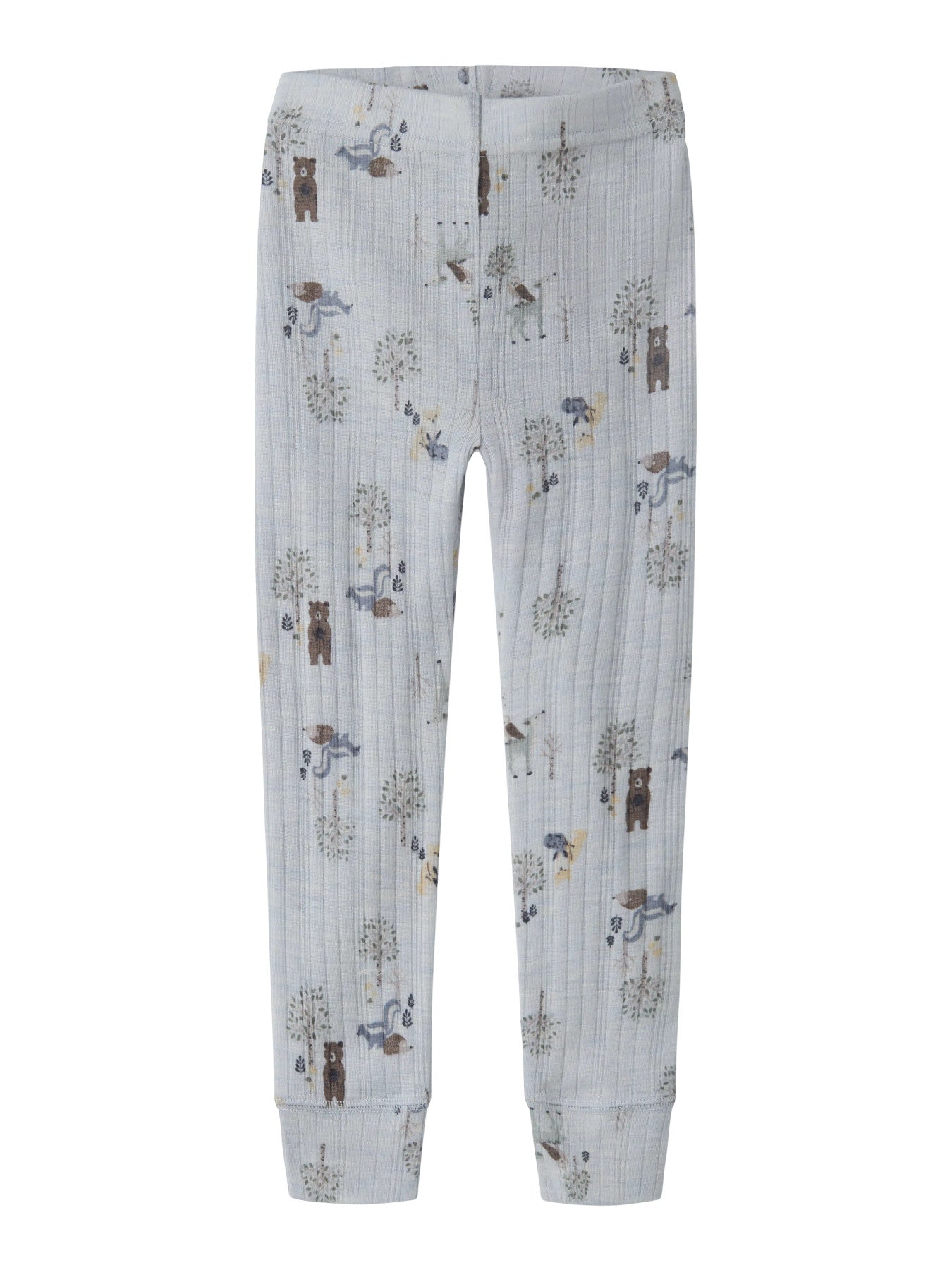 Name It Wang merinoull Long Johns Arctic Ice med skogsdjur för mini pojke