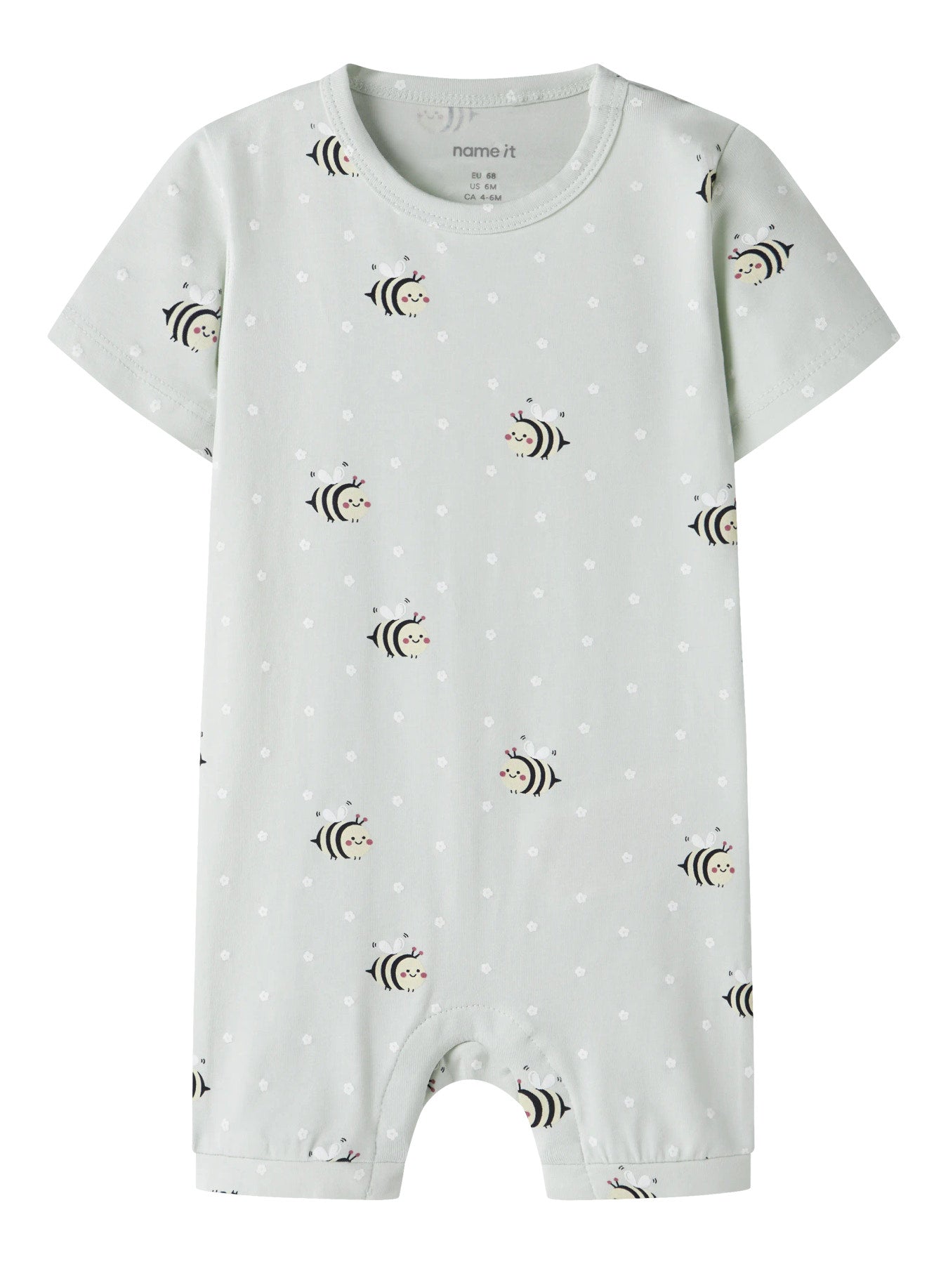 Grön prickig sunsuit till baby flicka. Soloverall soldräkt till nyfödd bebis flicka. Mönstrad bodysuit med bin, onesies från Name it, ekologiska bebis kläder.
NBFVANDORA SUNSUIT BOX
13229241