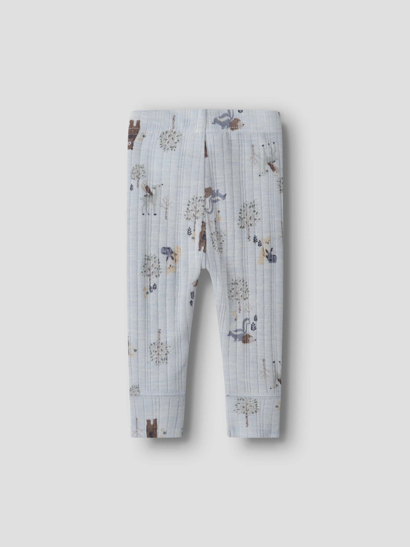Name It Wang merinoull leggings Arctic Ice med skogsdjur för baby pojke