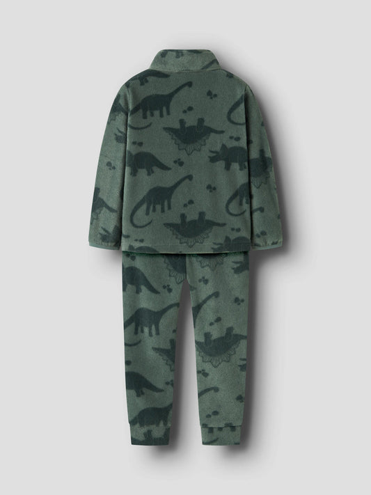 Name It Spektra fleeceset i Forest Night med dinosauriemönster för mini unisex.