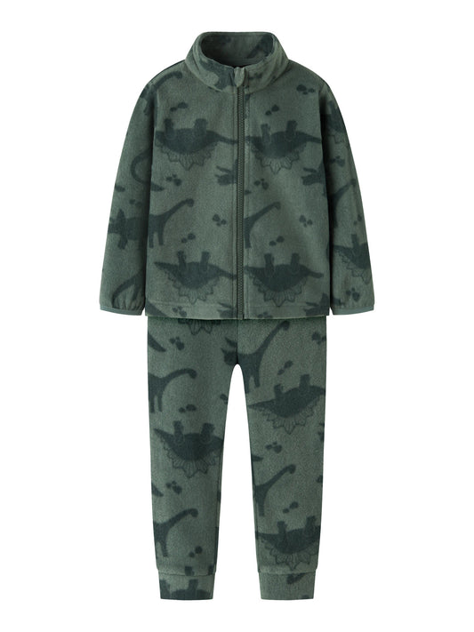 Name It Spektra fleeceset i Forest Night med dinosauriemönster för mini unisex.