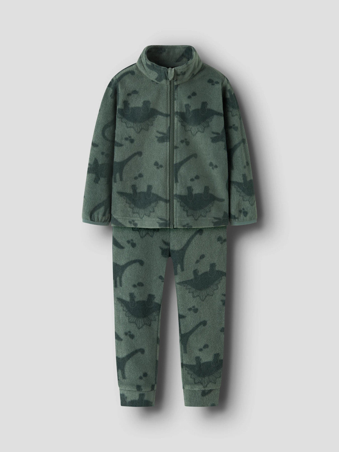 Name It Spektra fleeceset i Forest Night med dinosauriemönster för mini unisex.