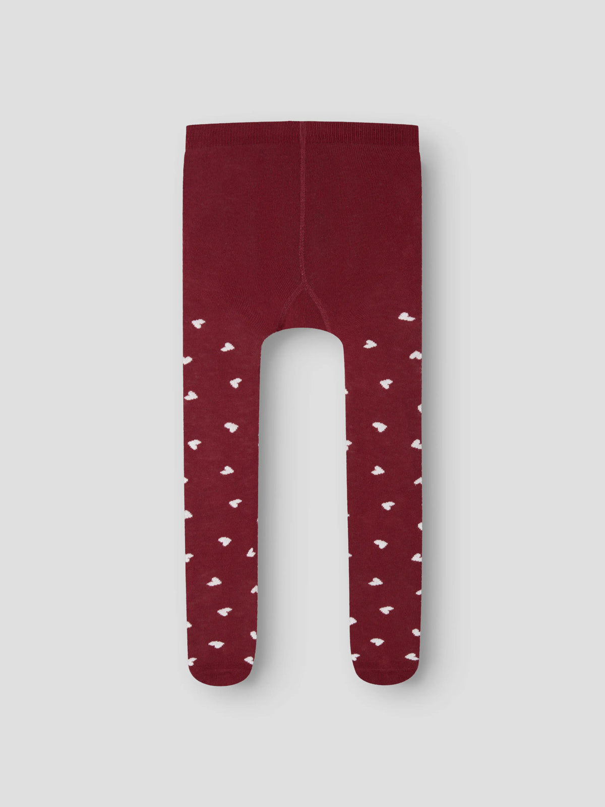 Name It Vichristmas julstrumpbyxor 2-pack för flicka i vitt och vinrött med hjärtmönster.