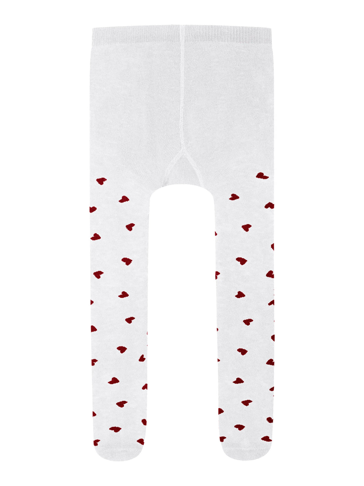 Name It Vichristmas julstrumpbyxor 2-pack för flicka i vitt och vinrött med hjärtmönster.
