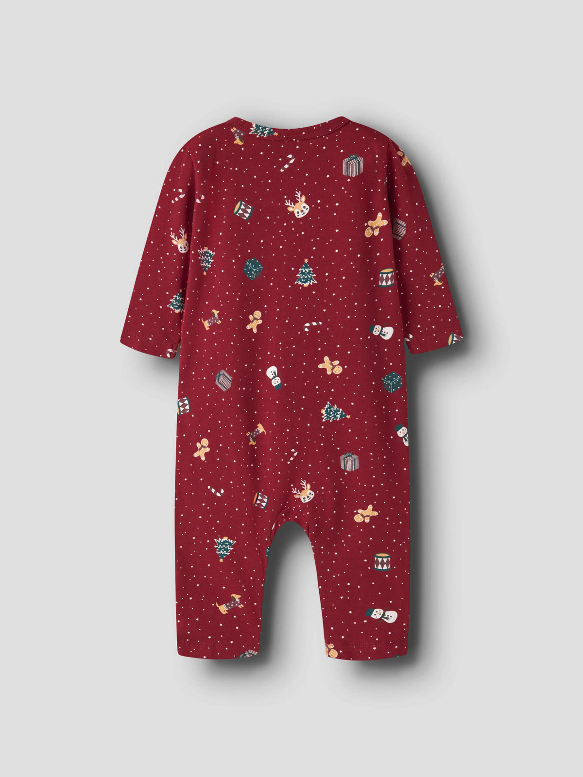 Name It Vismas röd julpyjamas för baby med julmotiv och tryckknappar