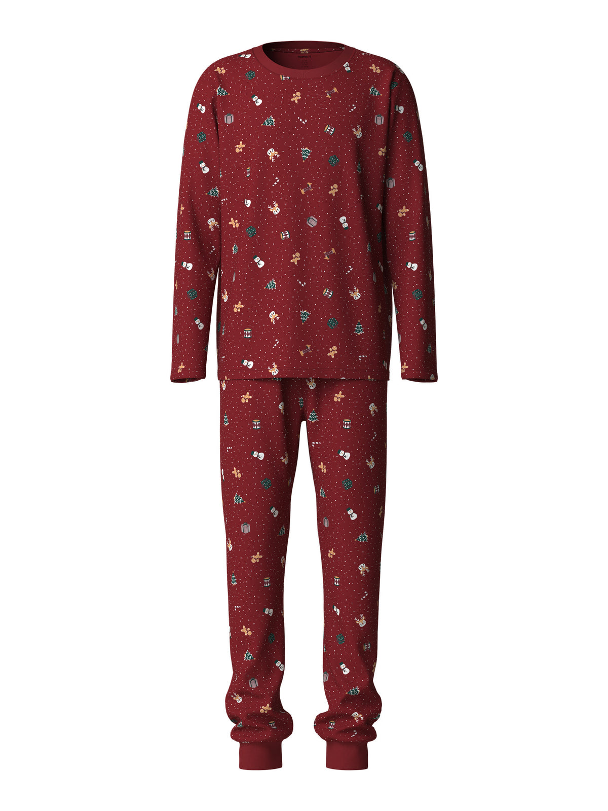 Name It Vismas röd julpyjamas vuxen unisex med matchande tröja och byxa
 för dam och herr med julmotiv och matchande familjepyjamas