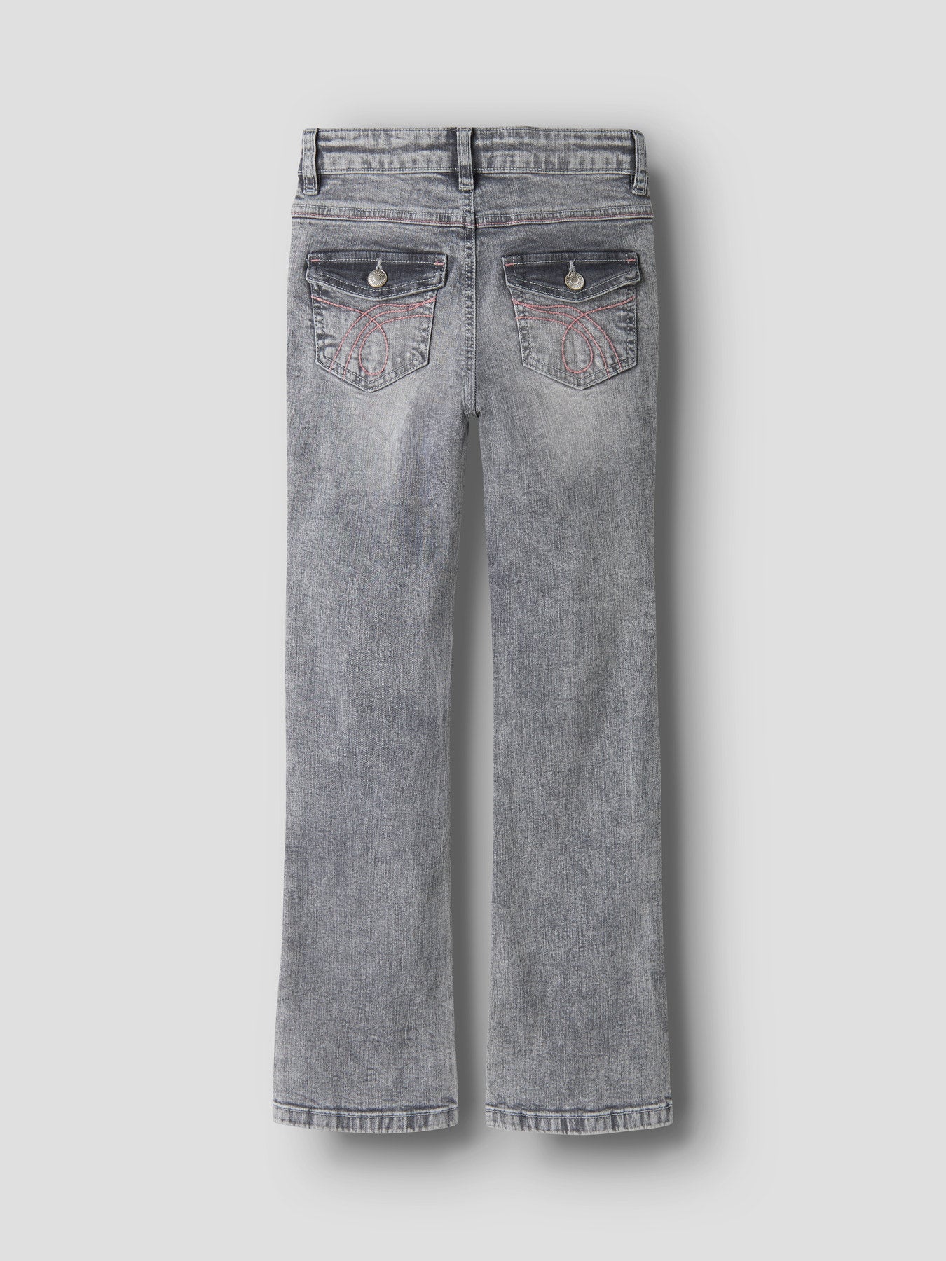 Name It bootcut jeans för flicka med dekorativa bakfickor i grå denim