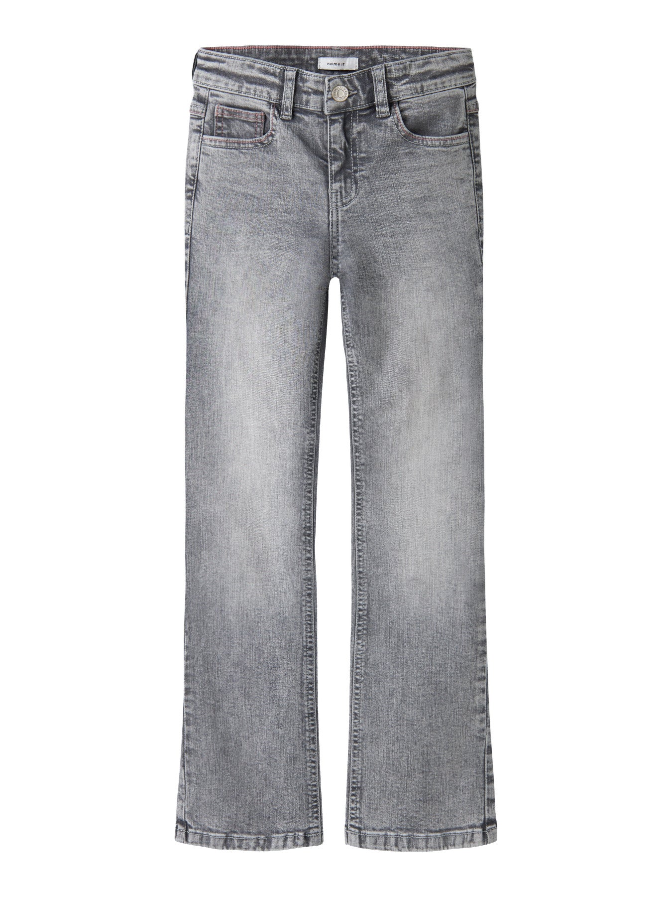 Name It bootcut jeans för flicka med dekorativa bakfickor i grå denim