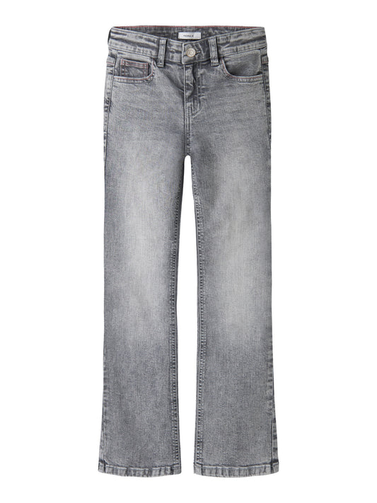 Name It bootcut jeans för flicka med dekorativa bakfickor i grå denim