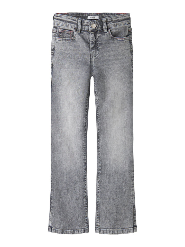 Name It bootcut jeans för flicka med dekorativa bakfickor i grå denim