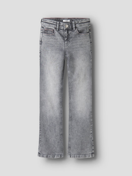 Name It bootcut jeans för flicka med dekorativa bakfickor i grå denim