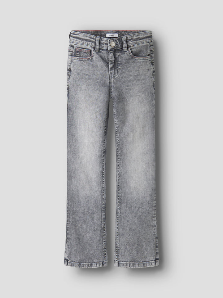 Name It bootcut jeans för flicka med dekorativa bakfickor i grå denim