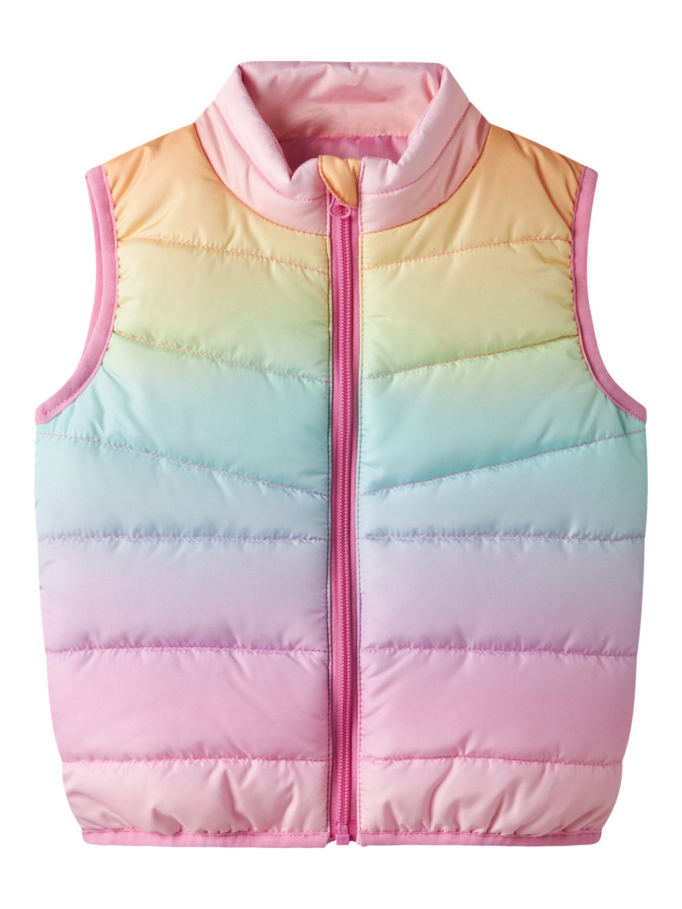 Rosa, gul och blå färgglad täckväst i regnbåge färger till flicka. Lättvikts väst från Name it till barn.
NMFMYLANE VEST AOP3
13237541