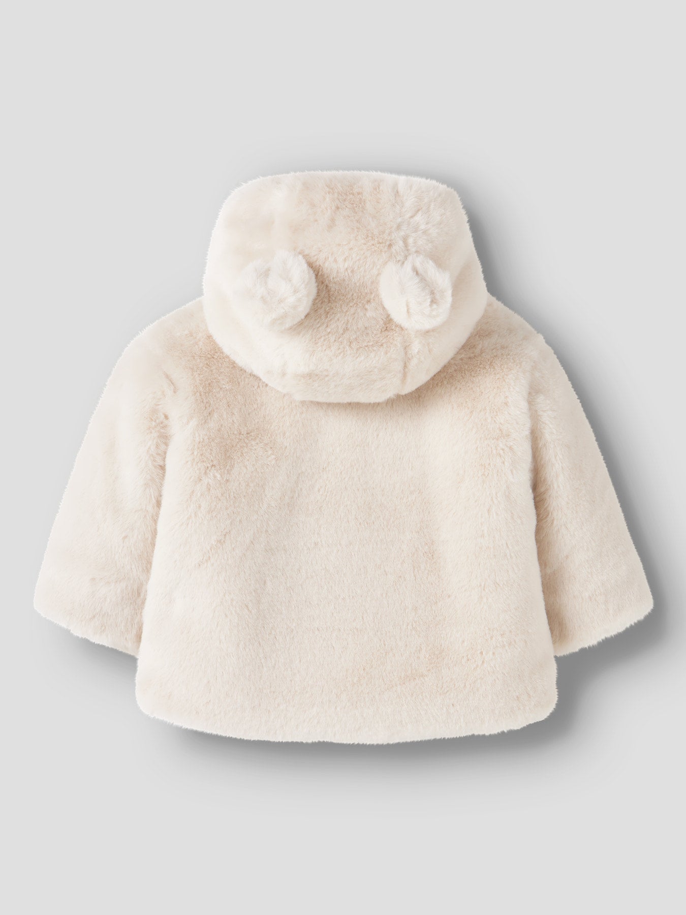 Name It Mila ljus fuskpälsjacka i Moonbeam med huva och små öron för baby flicka