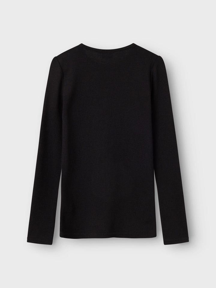 Name It Wax svart långärmad tröja i 100% merinoull för barn unisex – 13242139