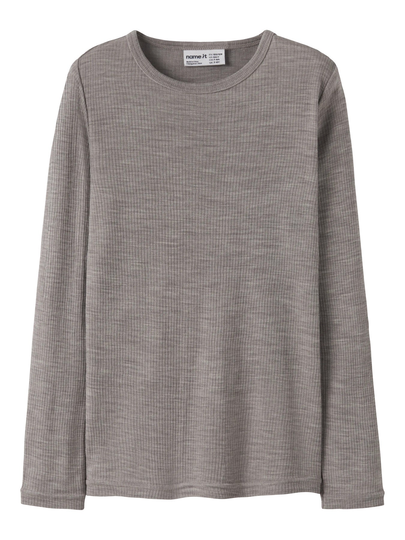 Name It Wax grå långärmad tröja i 100% merinoull för barn unisex – 13242139