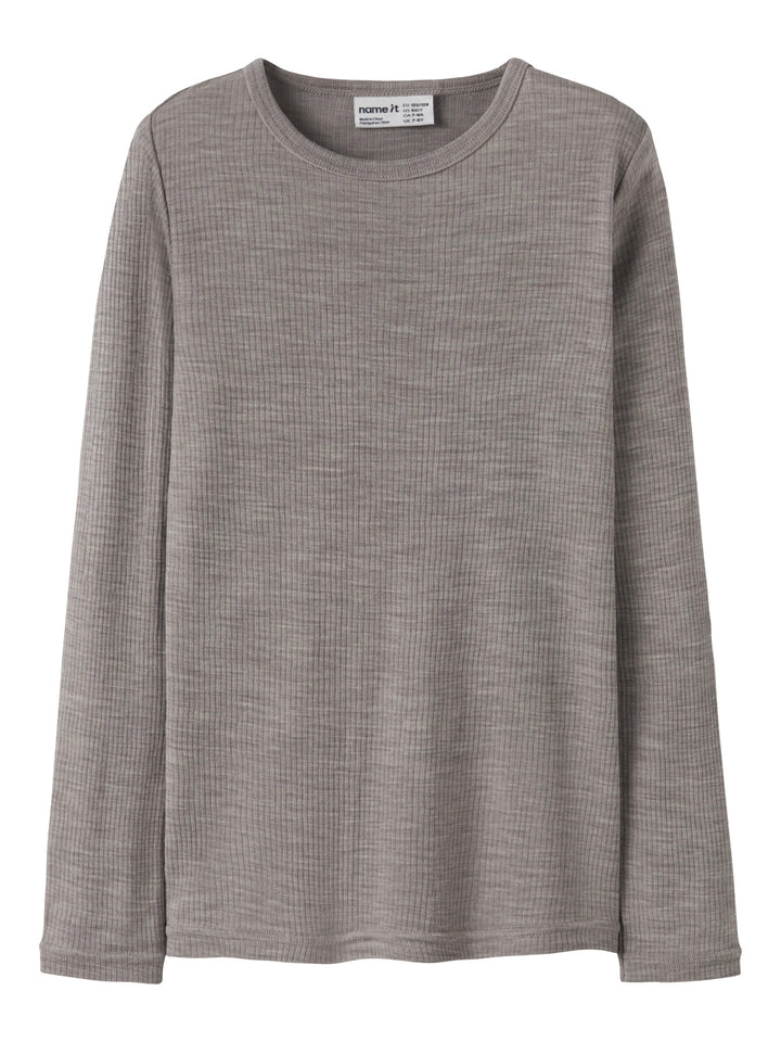 Name It Wax grå långärmad tröja i 100% merinoull för barn unisex – 13242139