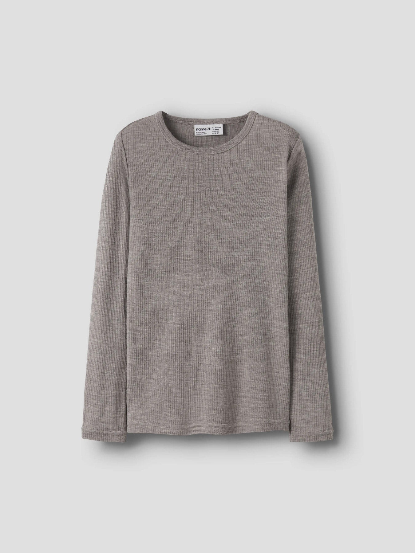 Name It Wax grå långärmad tröja i 100% merinoull för barn unisex – 13242139