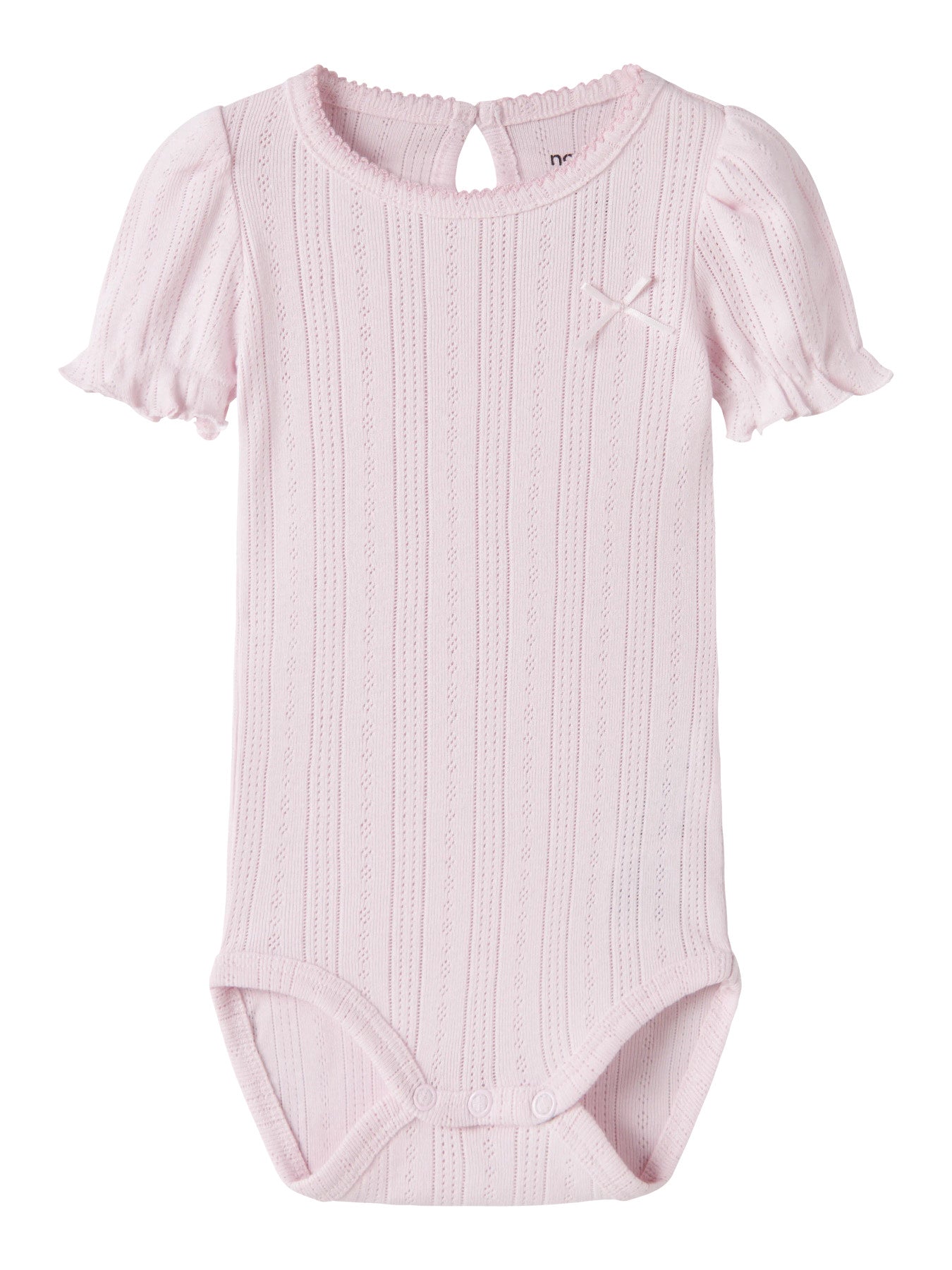 Söt kortärmad baby body till nyfödd bebis flicka. Ljus rosa bebis body med puffärmar och rosett till flicka. Ekologiska baby kläder till flicka från Name it.
NBFHAPPY SS BODY
13242898