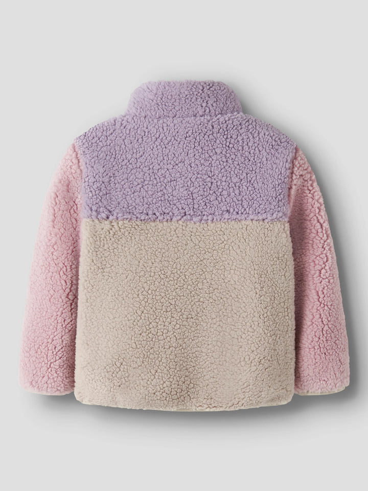 Name It Monica teddyjacka Peyote färgblockad i lila rosa och beige för flicka