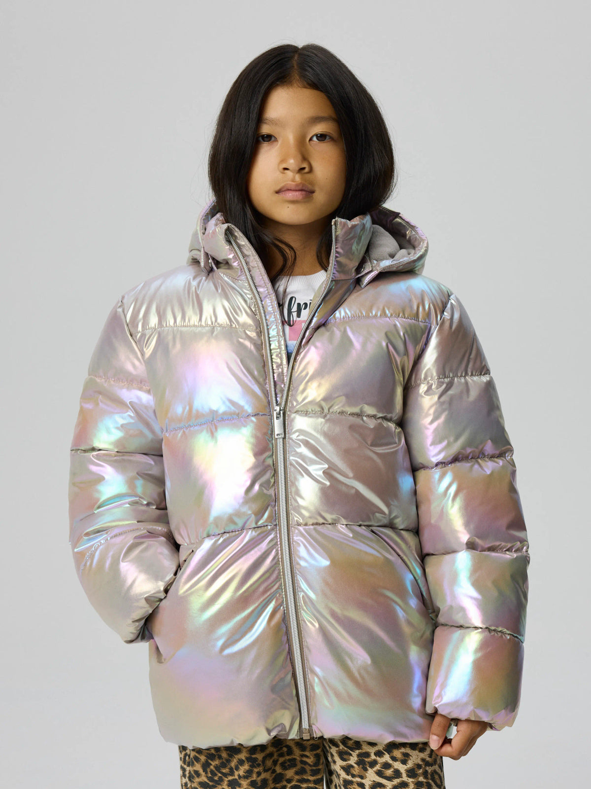 Name It Molina skimrande pufferjacka flicka kids iriserande med huva
