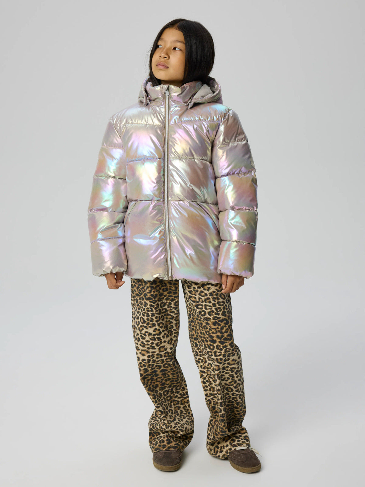 Name It Molina skimrande pufferjacka flicka kids iriserande med huva