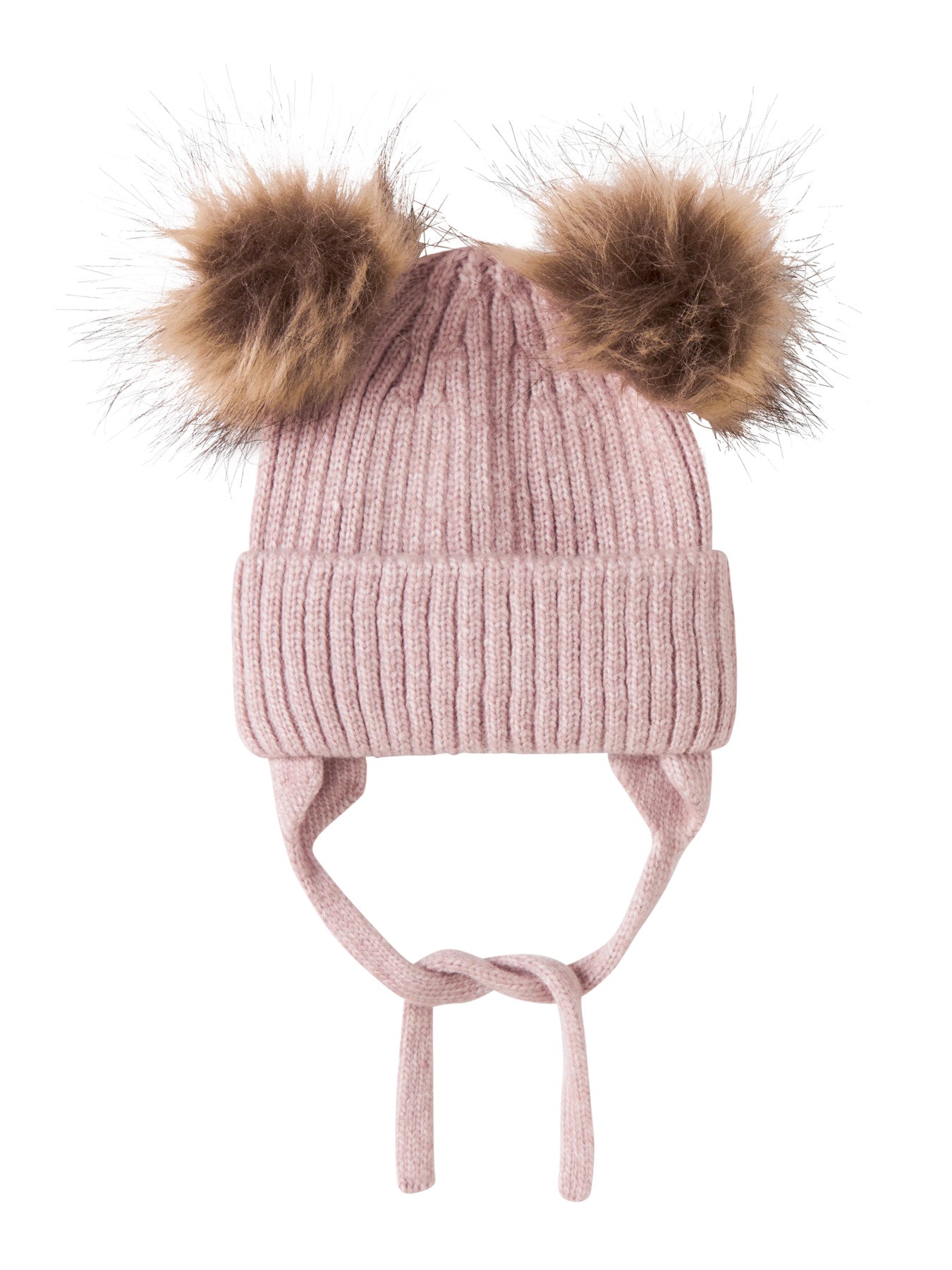 Name It Mora stickad babymössa med två tofsar rosa Violet Ice unisex – 13245299