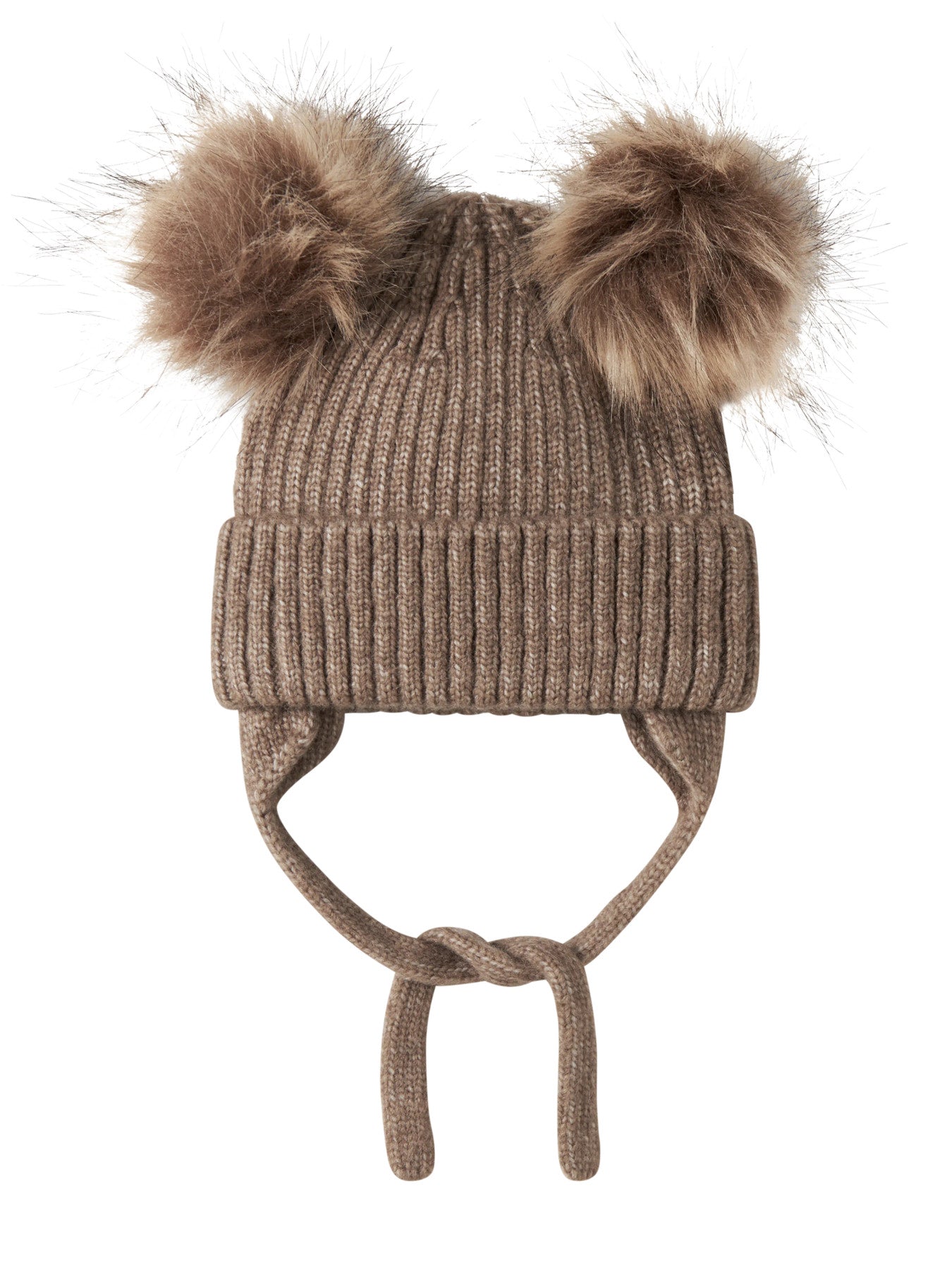 Name It Mora stickad babymössa med två tofsar brun Walnut unisex – 13245299