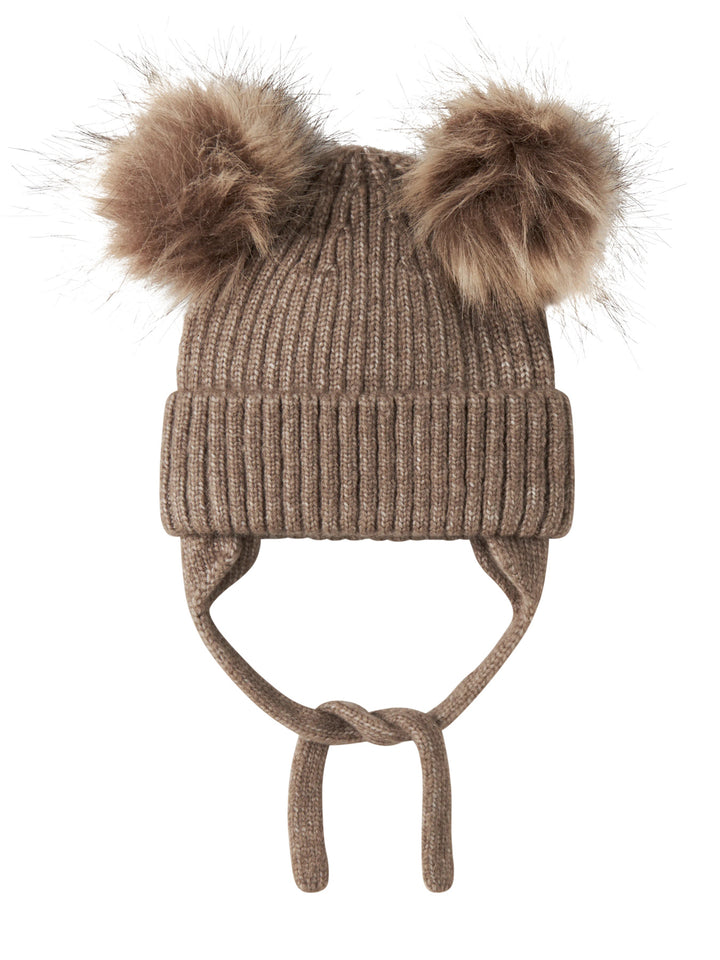 Name It Mora stickad babymössa med två tofsar brun Walnut unisex – 13245299