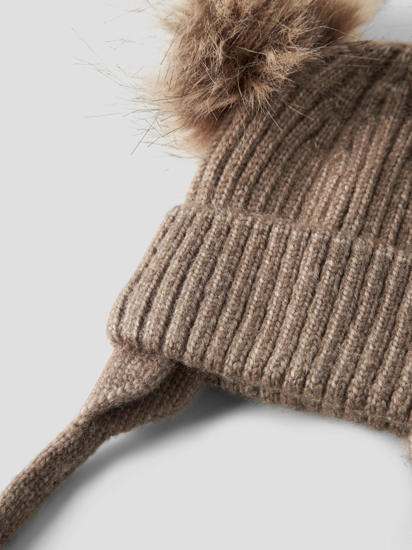 Name It Mora stickad babymössa med två tofsar brun Walnut unisex – 13245299