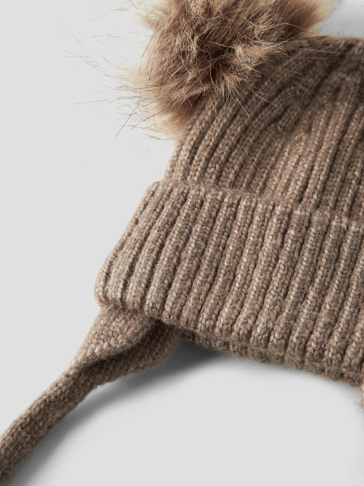 Name It Mora stickad babymössa med två tofsar brun Walnut unisex – 13245299