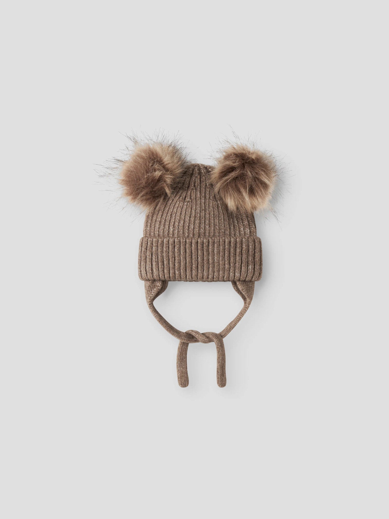 Name It Mora stickad babymössa med två tofsar brun Walnut unisex – 13245299