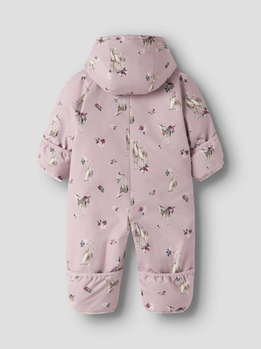 Name It Snow05 rosa vinteroverall baby flicka med rådjur och blommor
