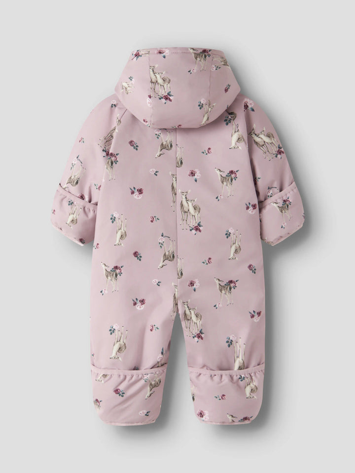 Name It Snow05 rosa vinteroverall baby flicka med rådjur och blommor