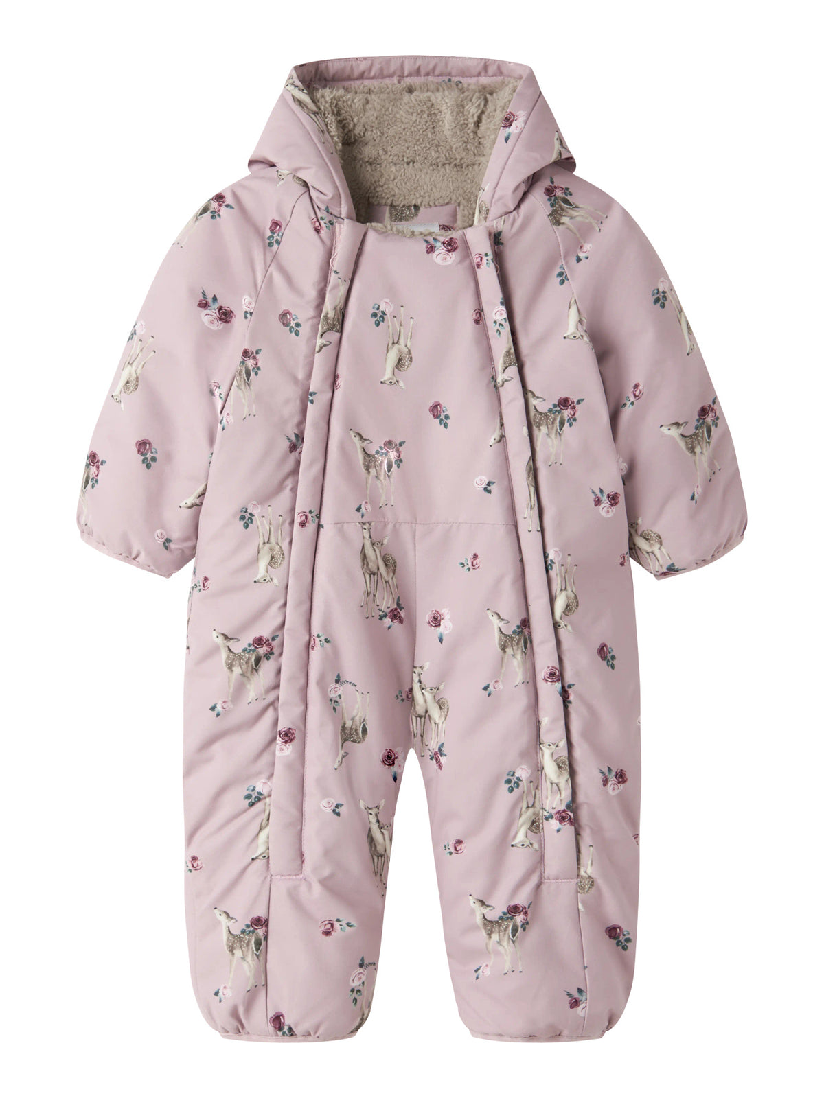 Name It Snow05 rosa vinteroverall baby flicka med rådjur och blommor