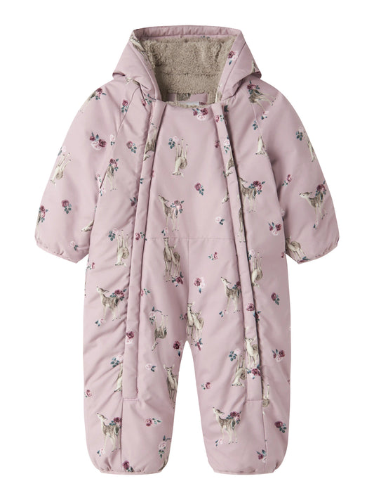 Name It Snow05 rosa vinteroverall baby flicka med rådjur och blommor