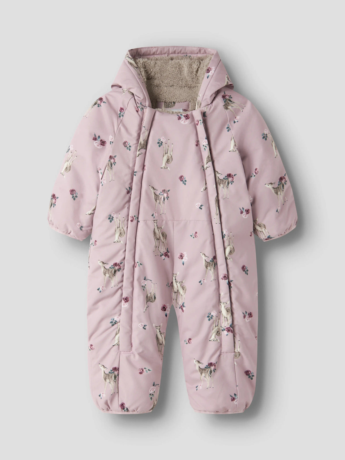 Name It Snow05 rosa vinteroverall baby flicka med rådjur och blommor