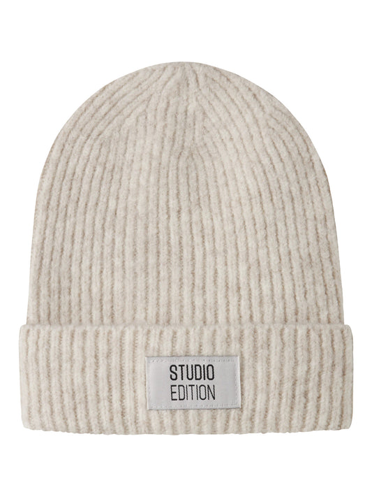 Name It Kids Maj ljusbeige stickad mössa med Studio Edition-label för flicka – Rainy Day – 13245397