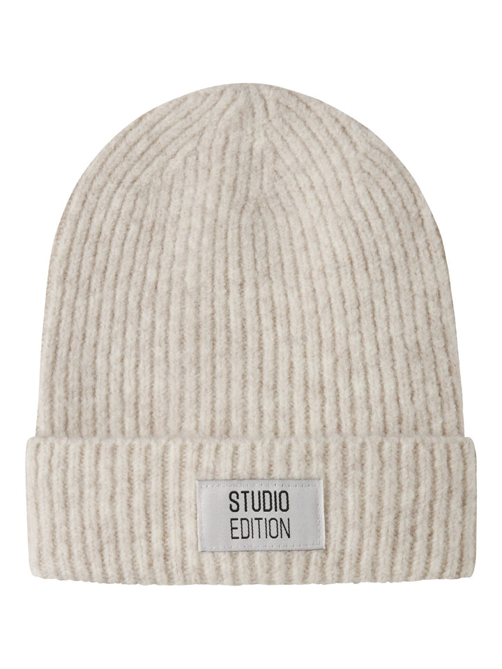 Name It Kids Maj ljusbeige stickad mössa med Studio Edition-label för flicka – Rainy Day – 13245397