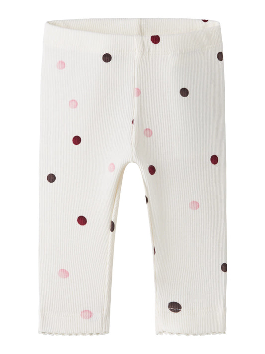 Ribbad  baby leggings till bebis flicka. Prickiga vita baby byxor till nyfödd flicka, ekologiska bebis leggins från Name it.
NBFNUTTI LEGGING NOOS
13246492